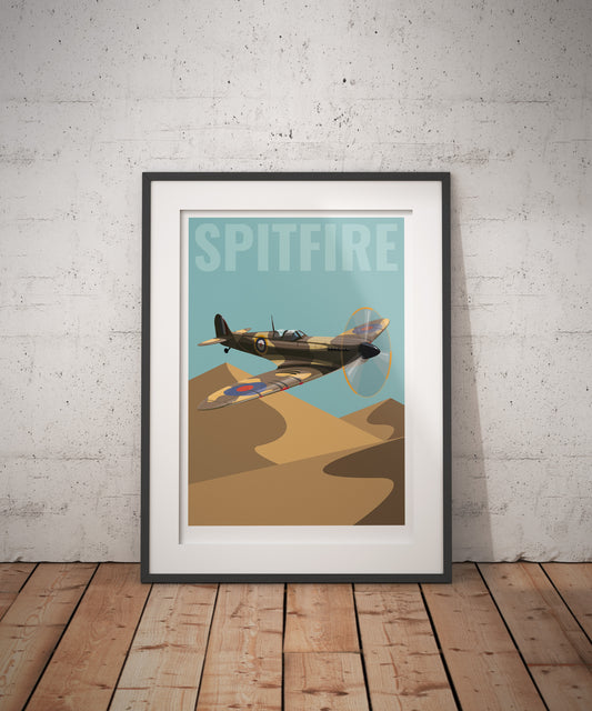 Spitfire Over Desert Middle East Art Print