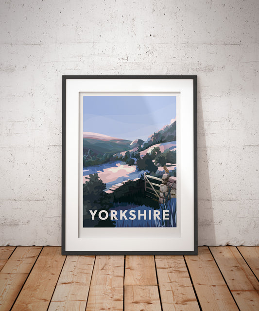 Yorkshire Snowy Countryside Travel Art Print