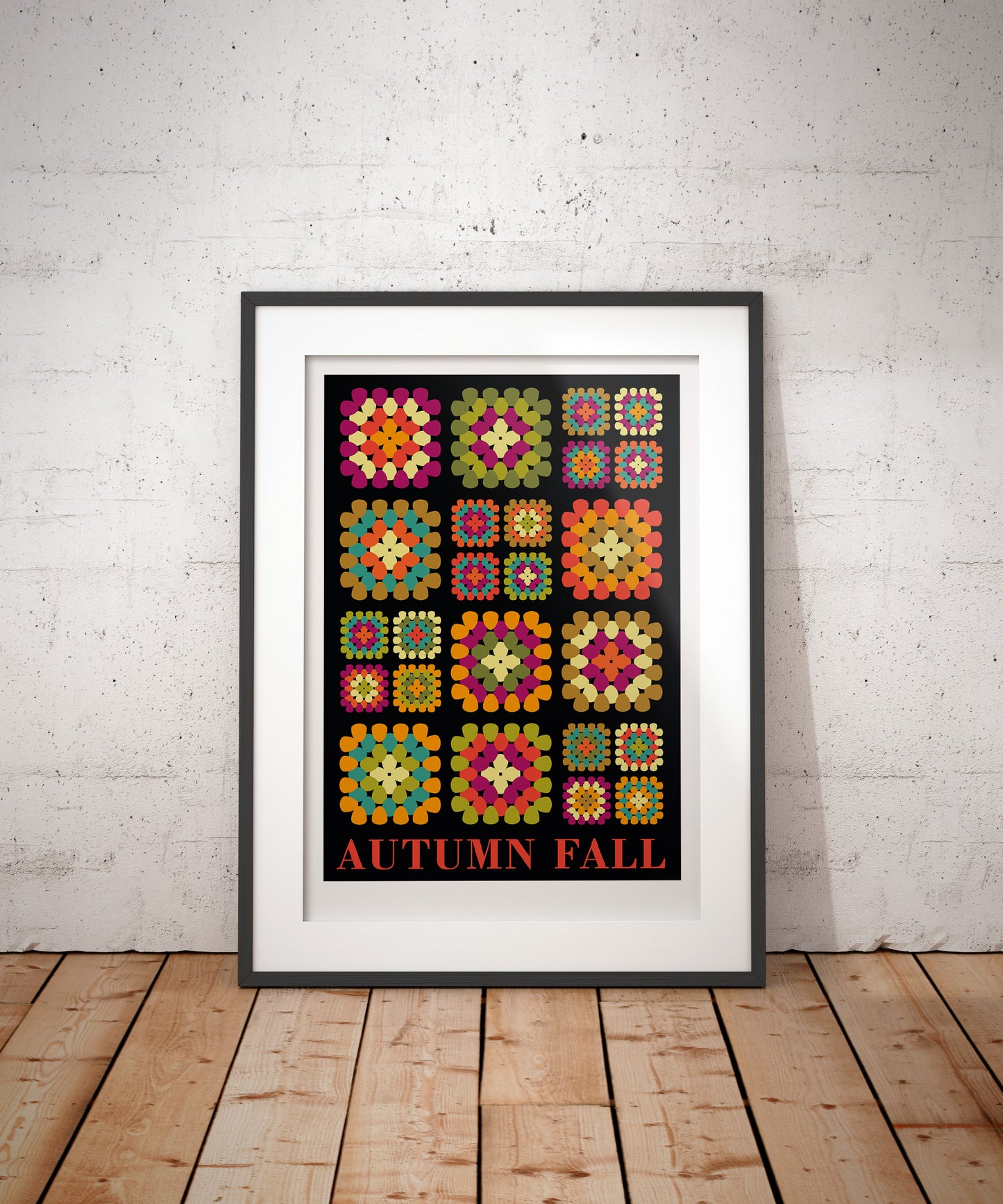 Home Sweet Home Crochet Granny Squares Art Print