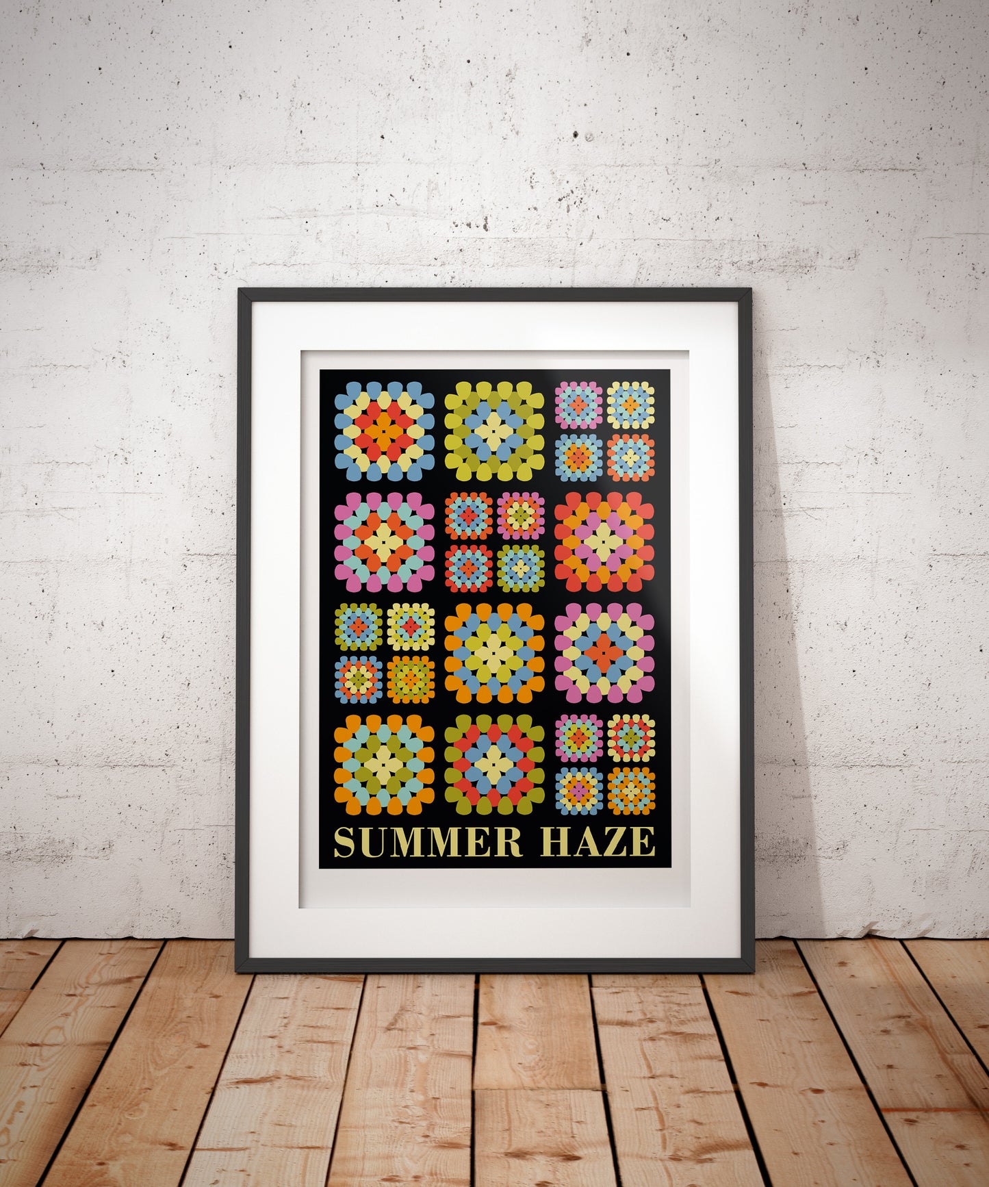 Home Sweet Home Crochet Granny Squares Art Print