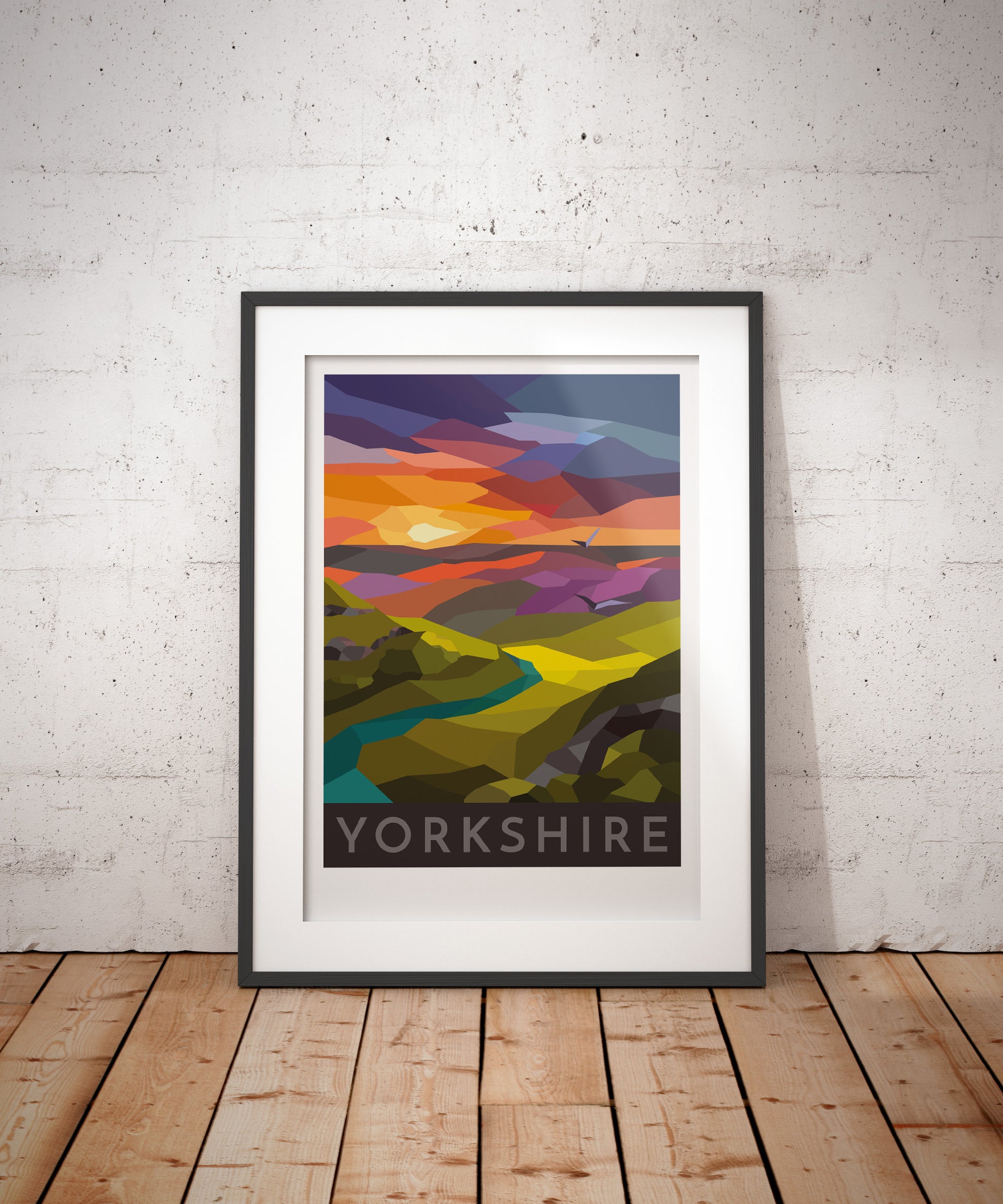 Yorkshire Travel Poster art by Georgina Westley shown in frame