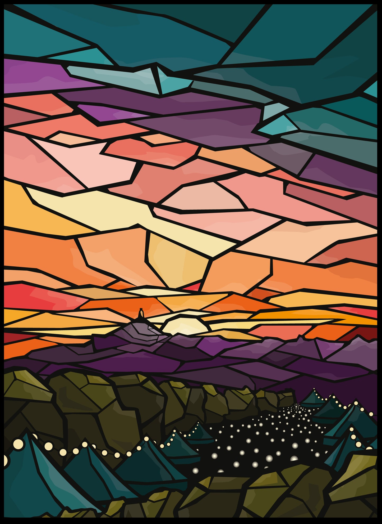 Glastonbury Festival - Stained Glass Poster Print