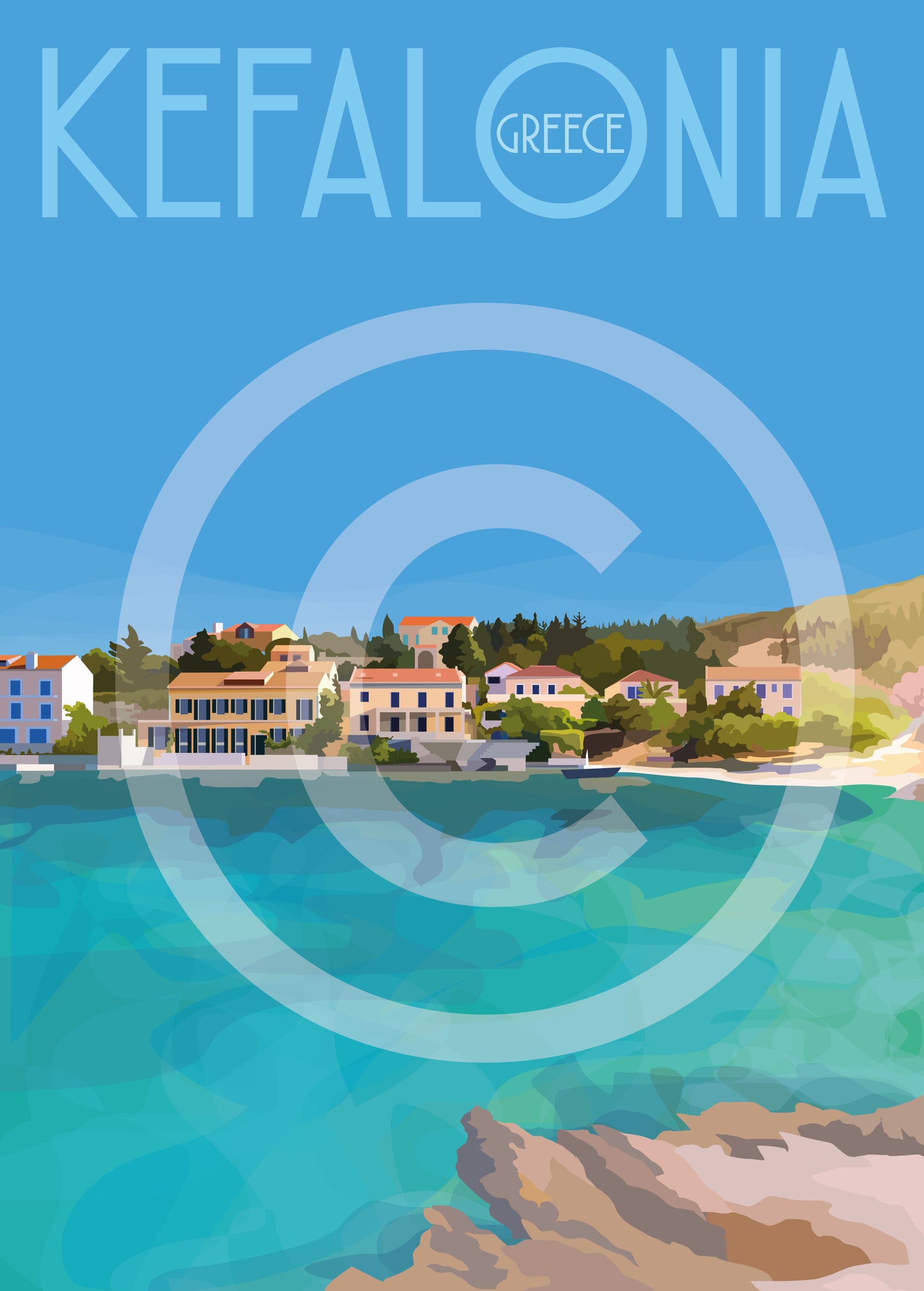 Kefalonia Fiskardo Travel Poster