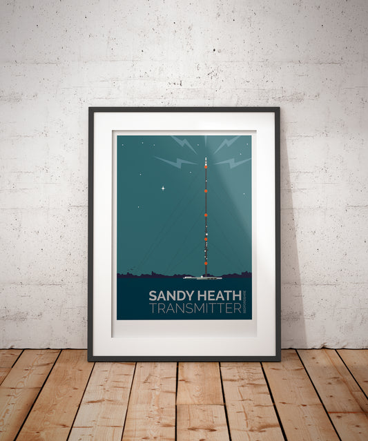 Sandy Heath Transmitter Night Travel Poster