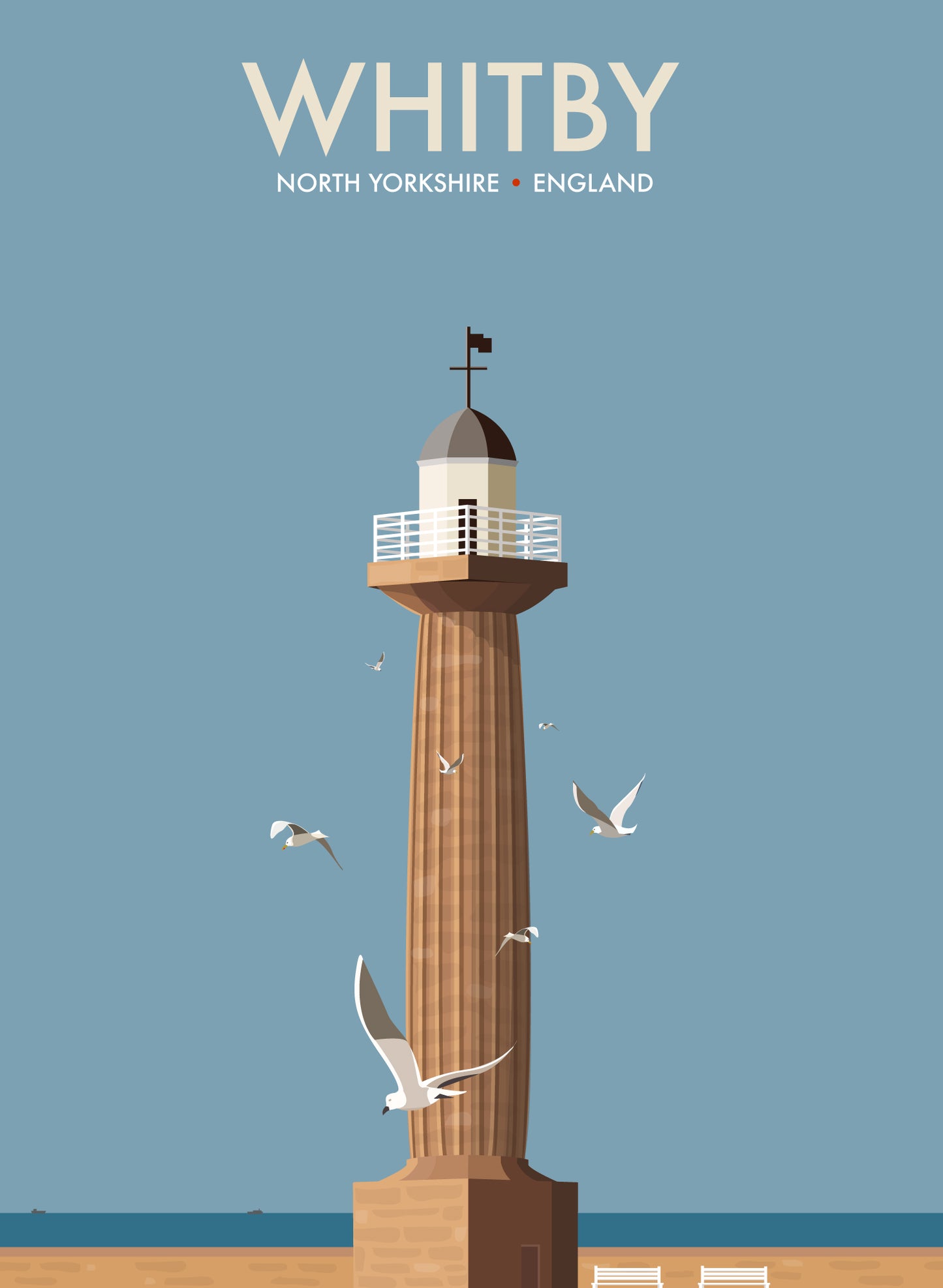 Whitby Lighthouse Travel Poster