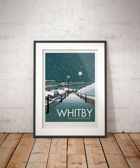 Whitby Snow Travel Poster