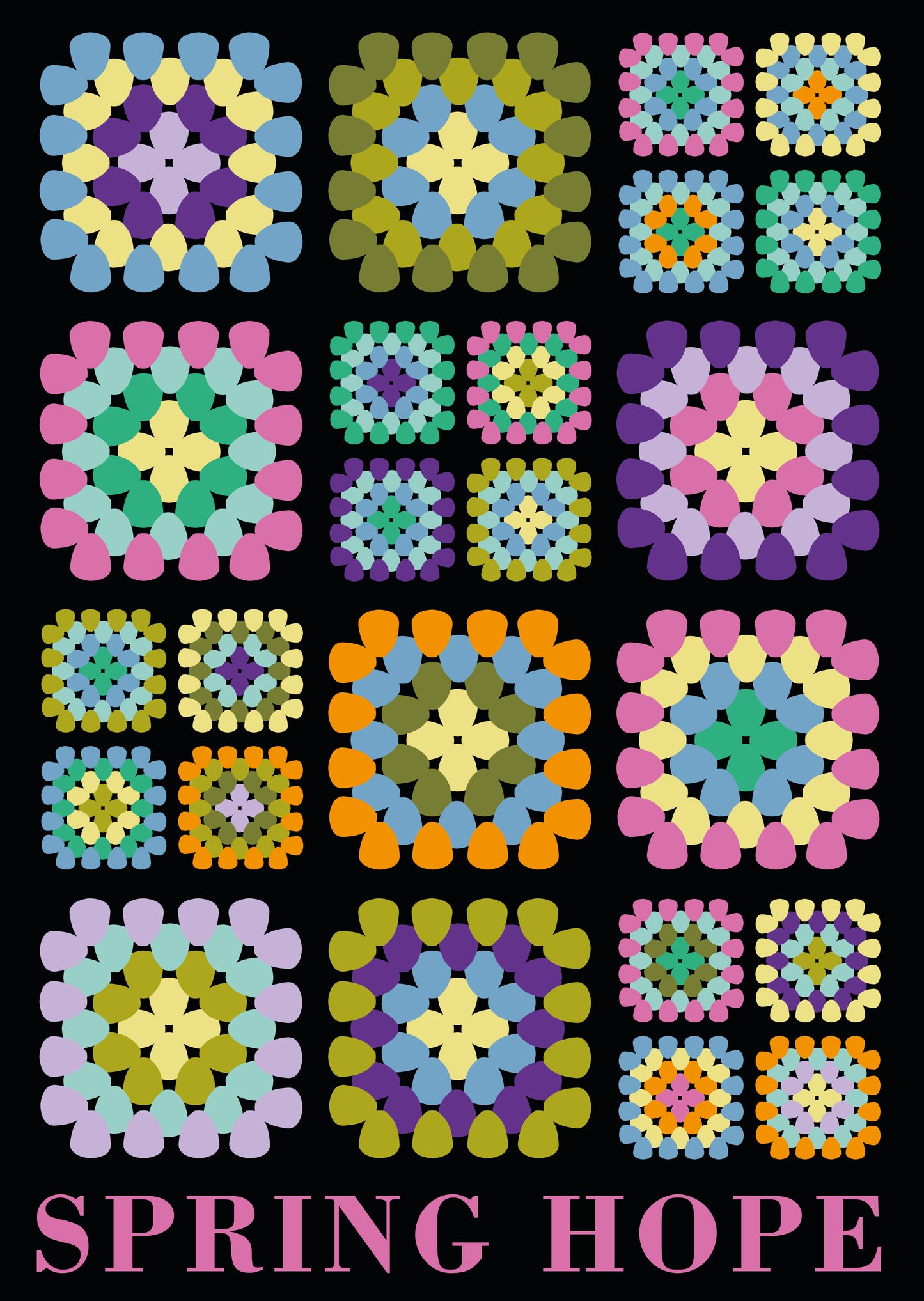 Home Sweet Home Crochet Granny Squares Art Print