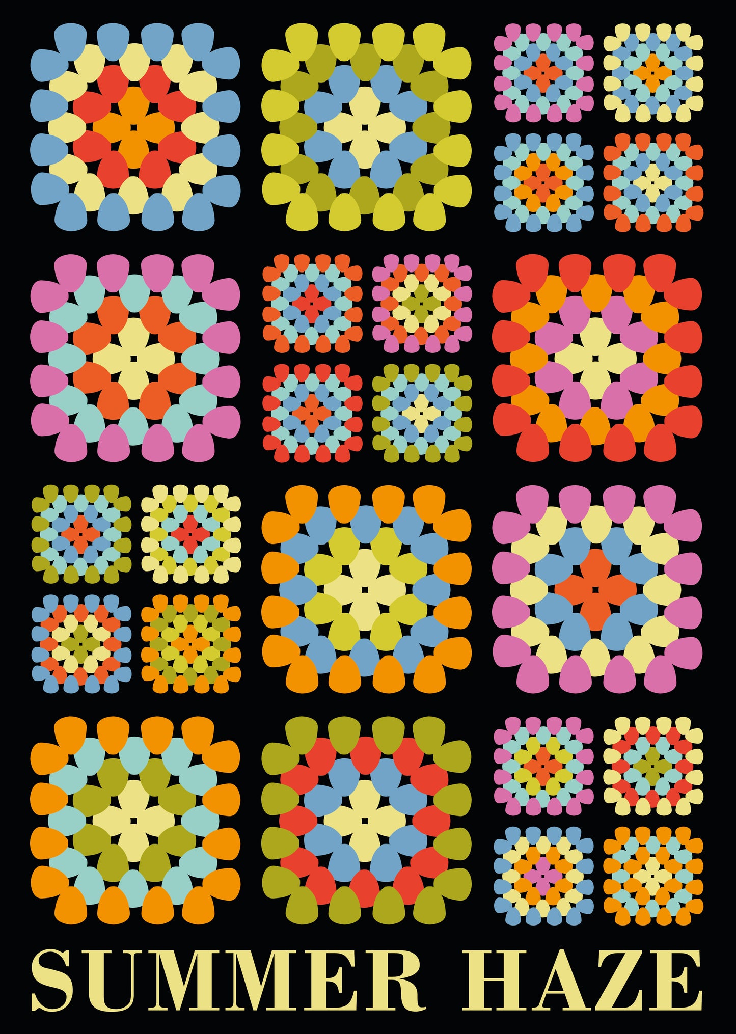 Home Sweet Home Crochet Granny Squares Art Print