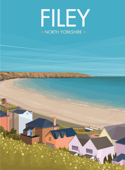 Filey Line Drawing Filey Travel Poster - Georgina Westley Art Design