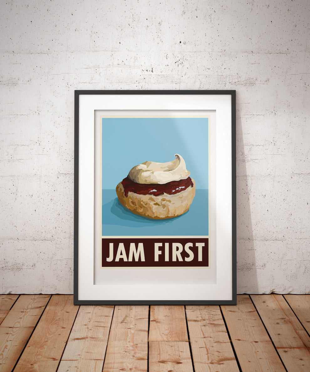 Jam First | Cream Tea | Art Print - Georgina Westley Art & Design
