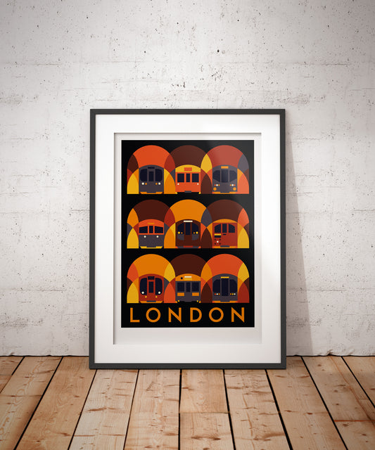 London Underground Art Print (District Orange Colourway)