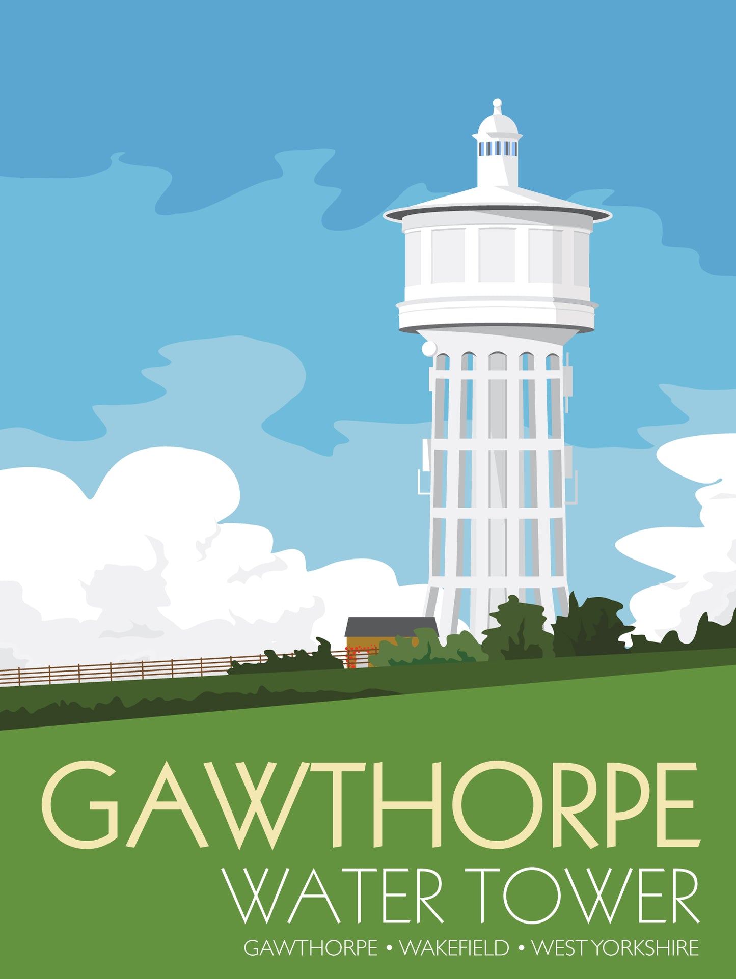 Gawthorpe Water Tower Travel Poster
