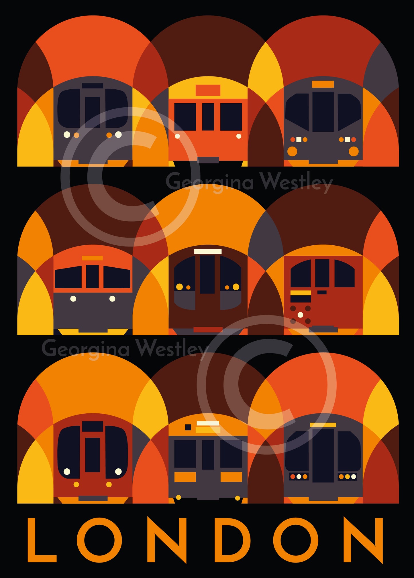 London Underground Art Print (District Orange Colourway)