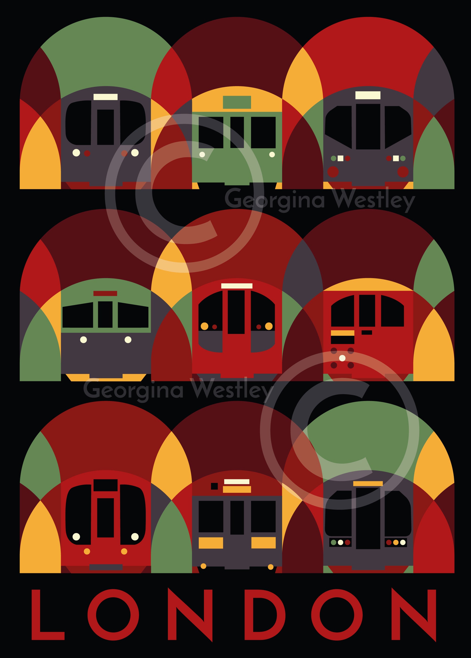 London Underground Art Print Routemaster Red Colourway Georgina London Underground Art Print Routemaster Red Colourway Georgina