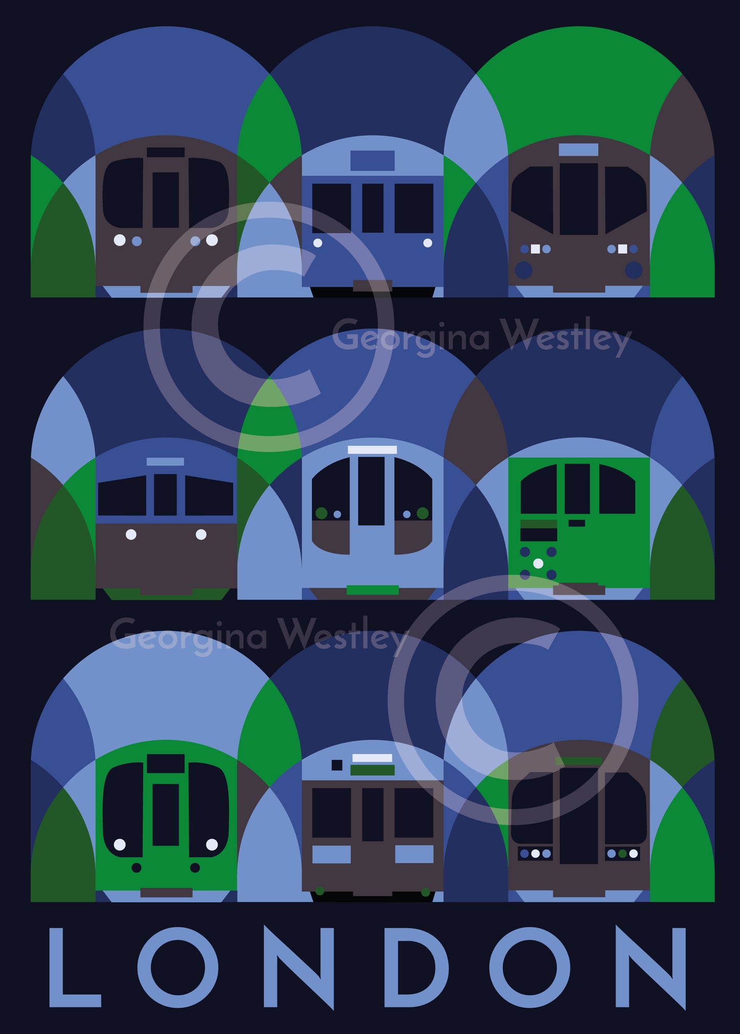 London Underground Art Print (Victoria Green Colourway)