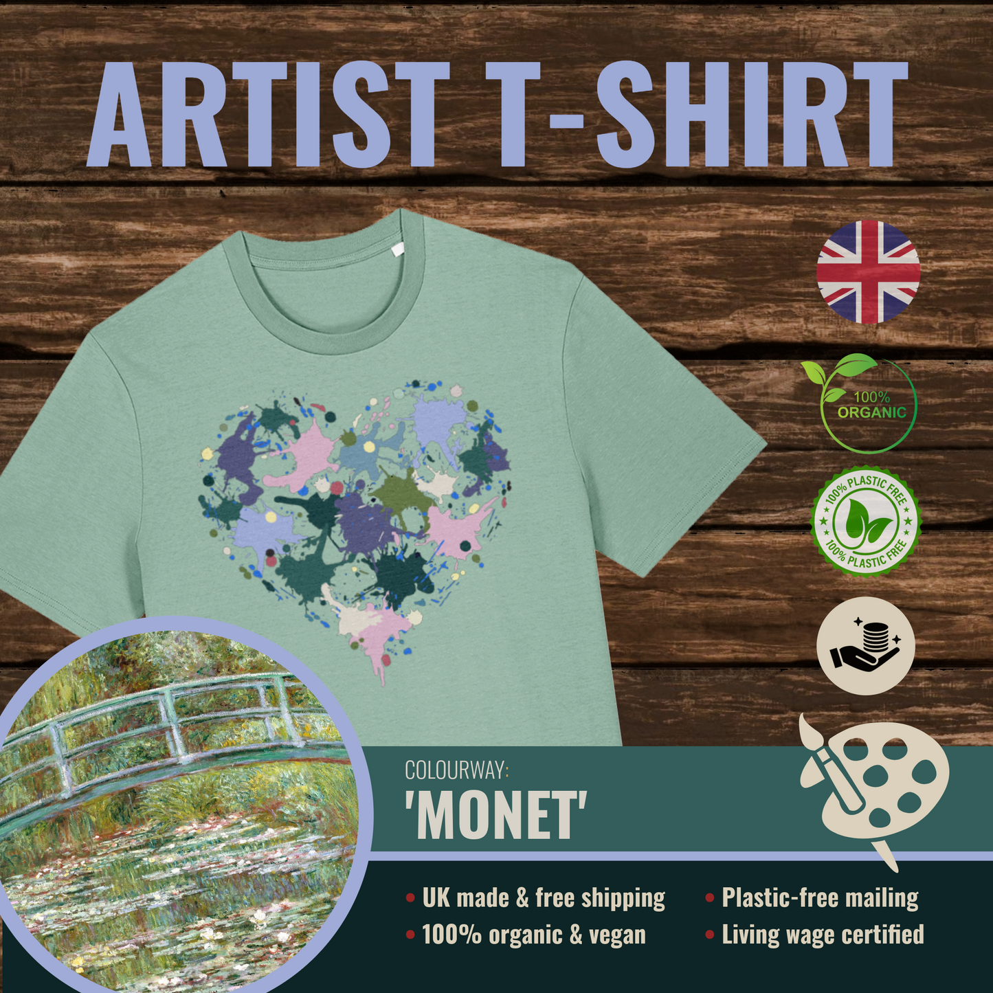 Art From The Heart T-Shirt Monet Colours