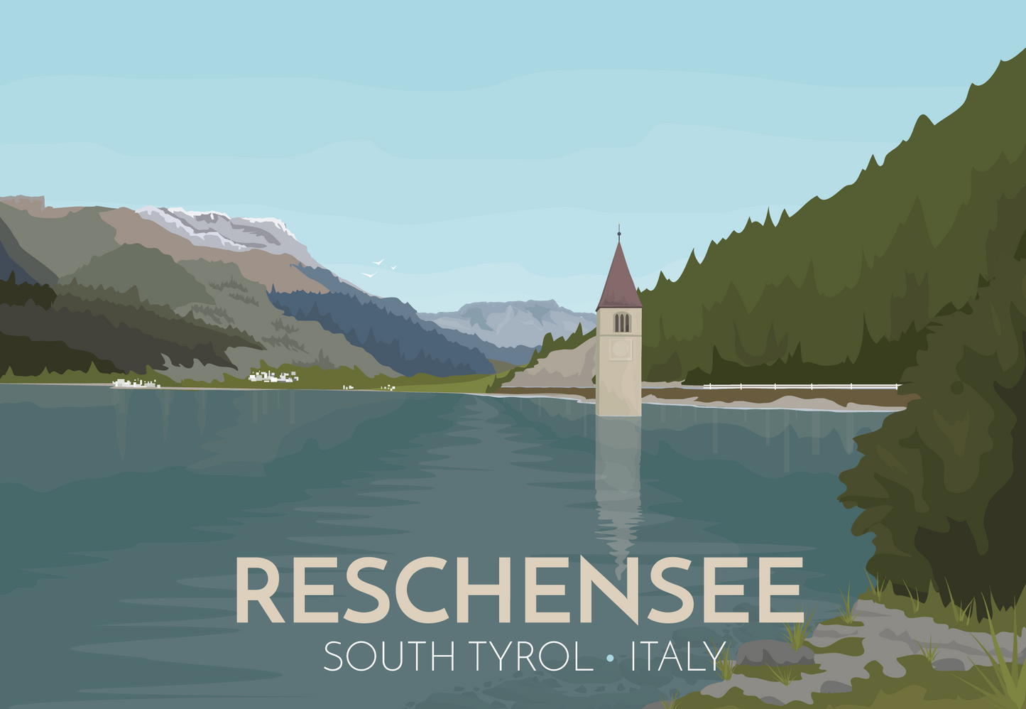 Reschensee Travel Poster