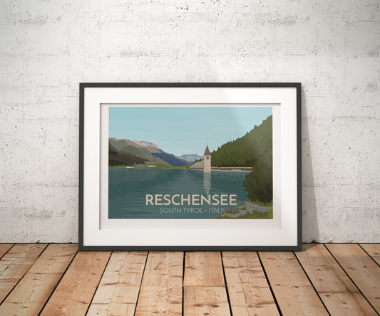 Reschensee Travel Poster