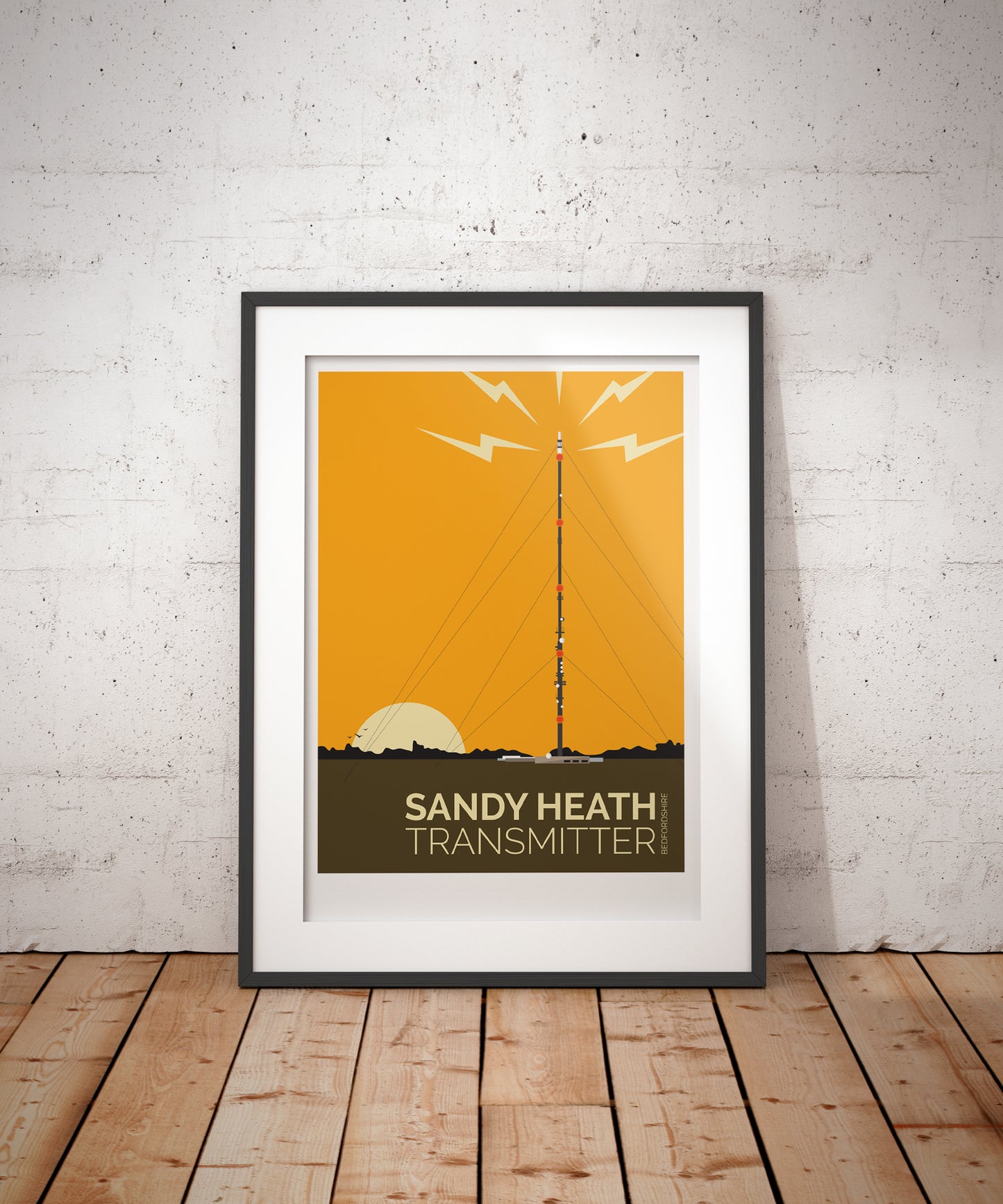 Sandy Heath Transmitter Sunset Travel Poster