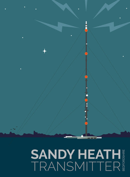 Sandy Heath Transmitter Night Travel Poster