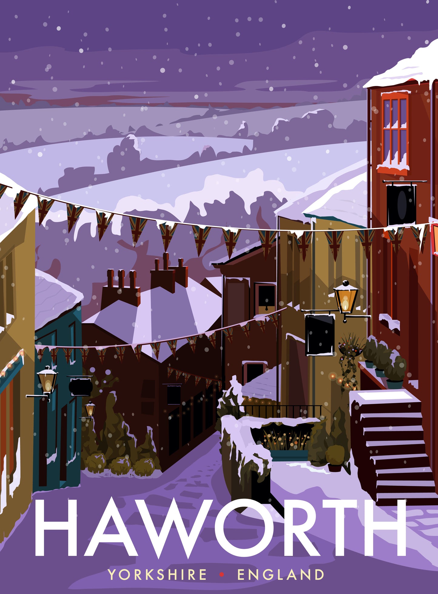 Haworth Snow Travel Poster