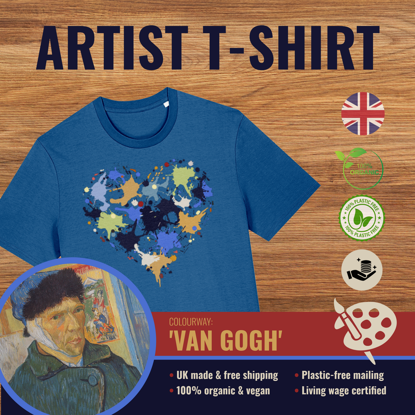 Art From The Heart T-Shirt - Van Gogh Colours