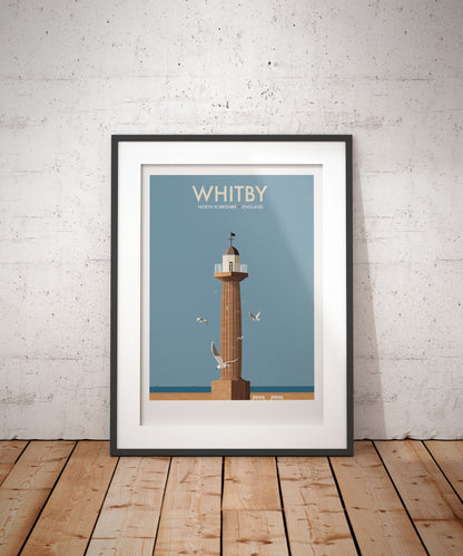 Whitby Lighthouse Travel Poster