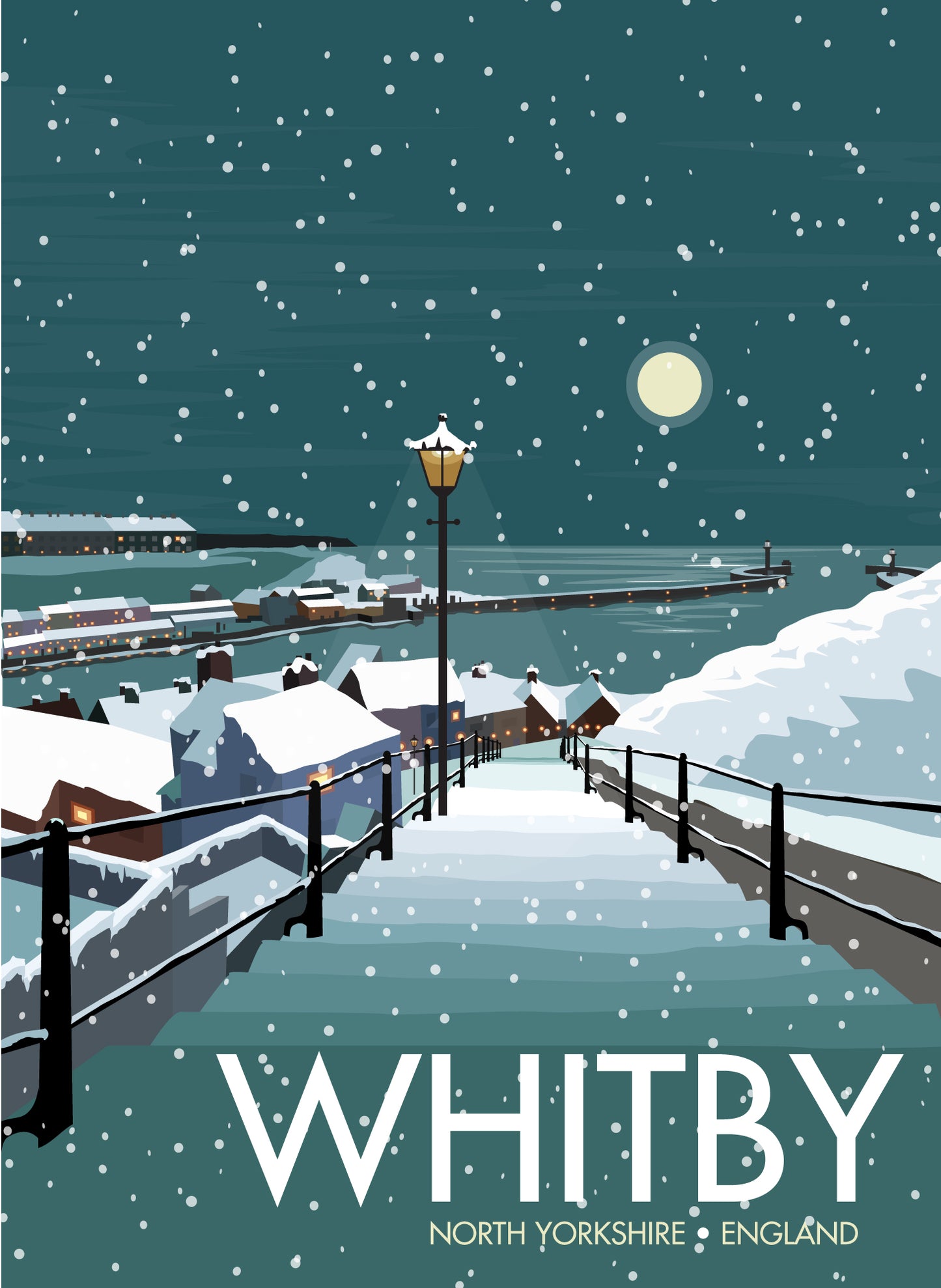 Whitby Snow Travel Poster