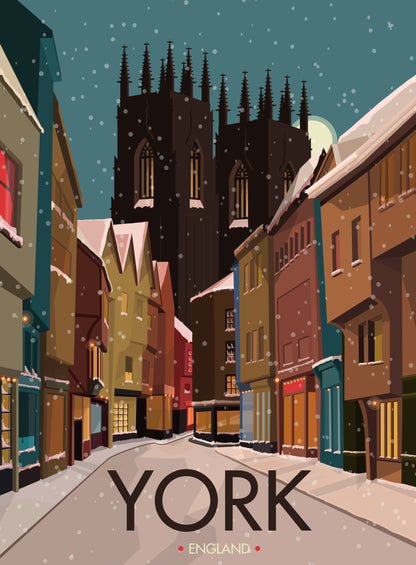 York Snowy Travel Poster
