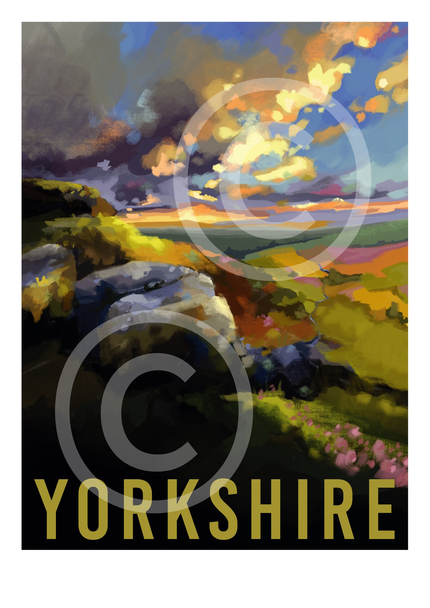 Yorkshire Sunset Travel Art Poster