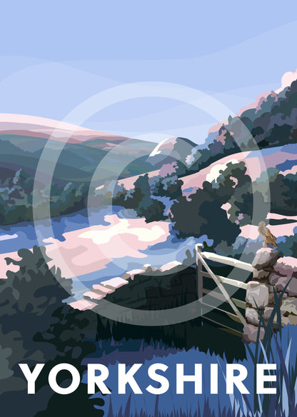 Yorkshire Snowy Countryside Travel Art Print