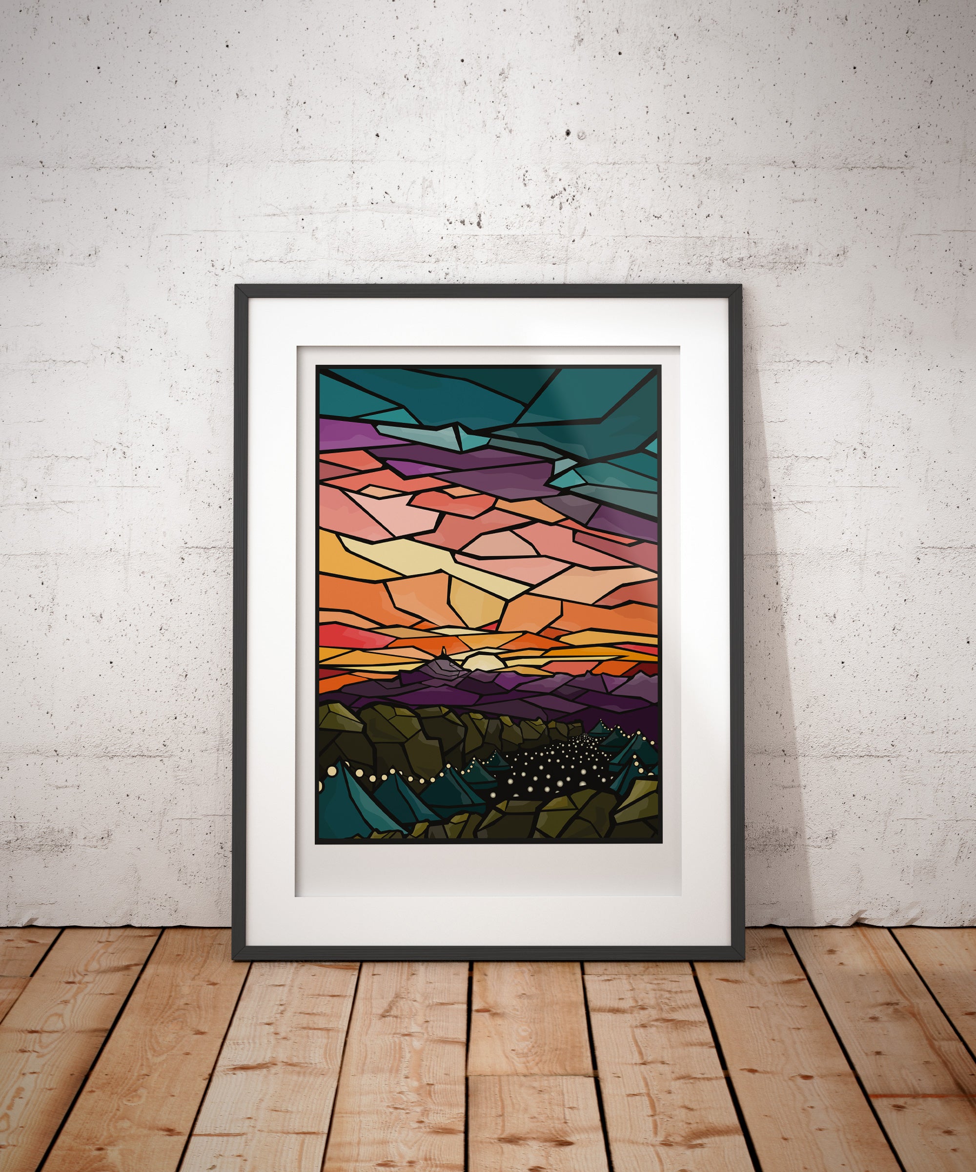 Glastonbury Festival Stained Glass Poster Print